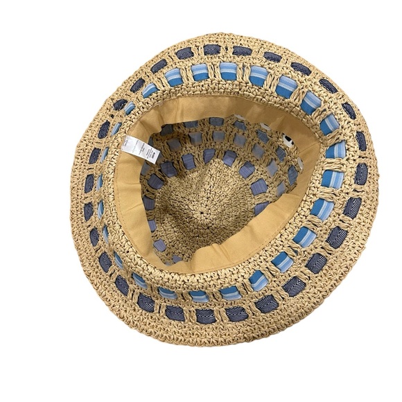 Woven Straw Packable Sun Hat Ribbon Embellished - Picture 2 of 2